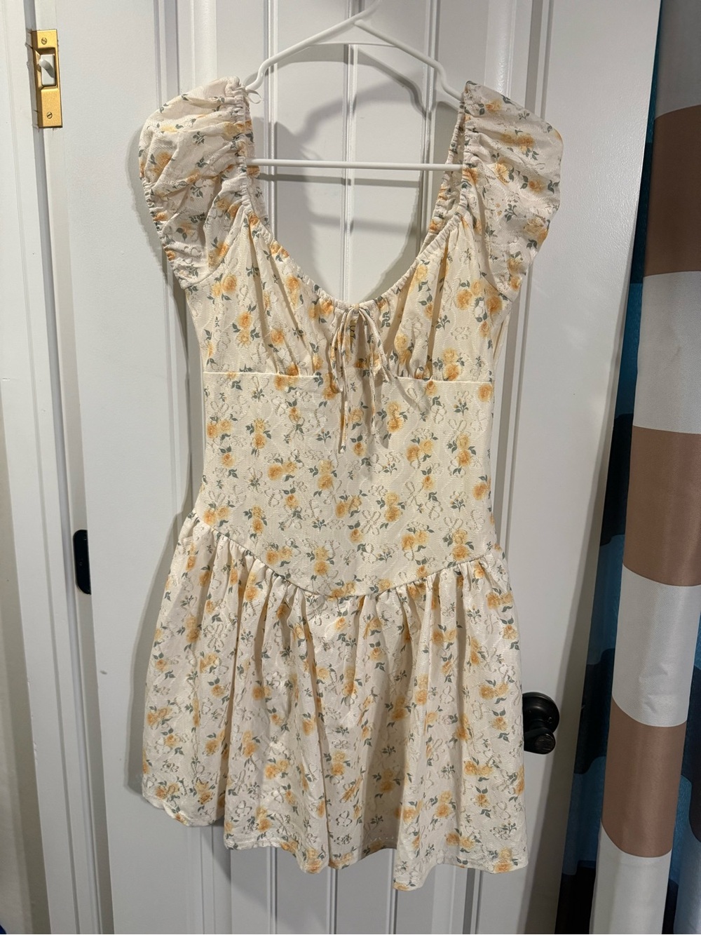 Jessica Simpson Cream Dress with Yellow Floral Print